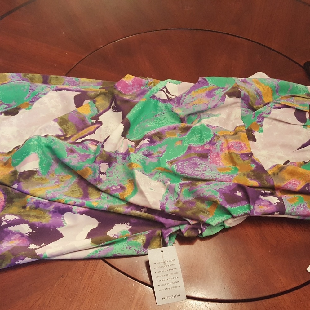 Multi-colored scrunched waist party dress